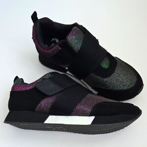 NEW Juicy Couture Shimmer Black Velcro Sneakers Size 7 -new Without Box